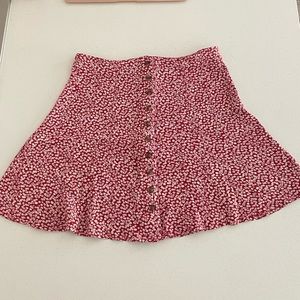 American Eagle Red Floral Skirt (size 0)